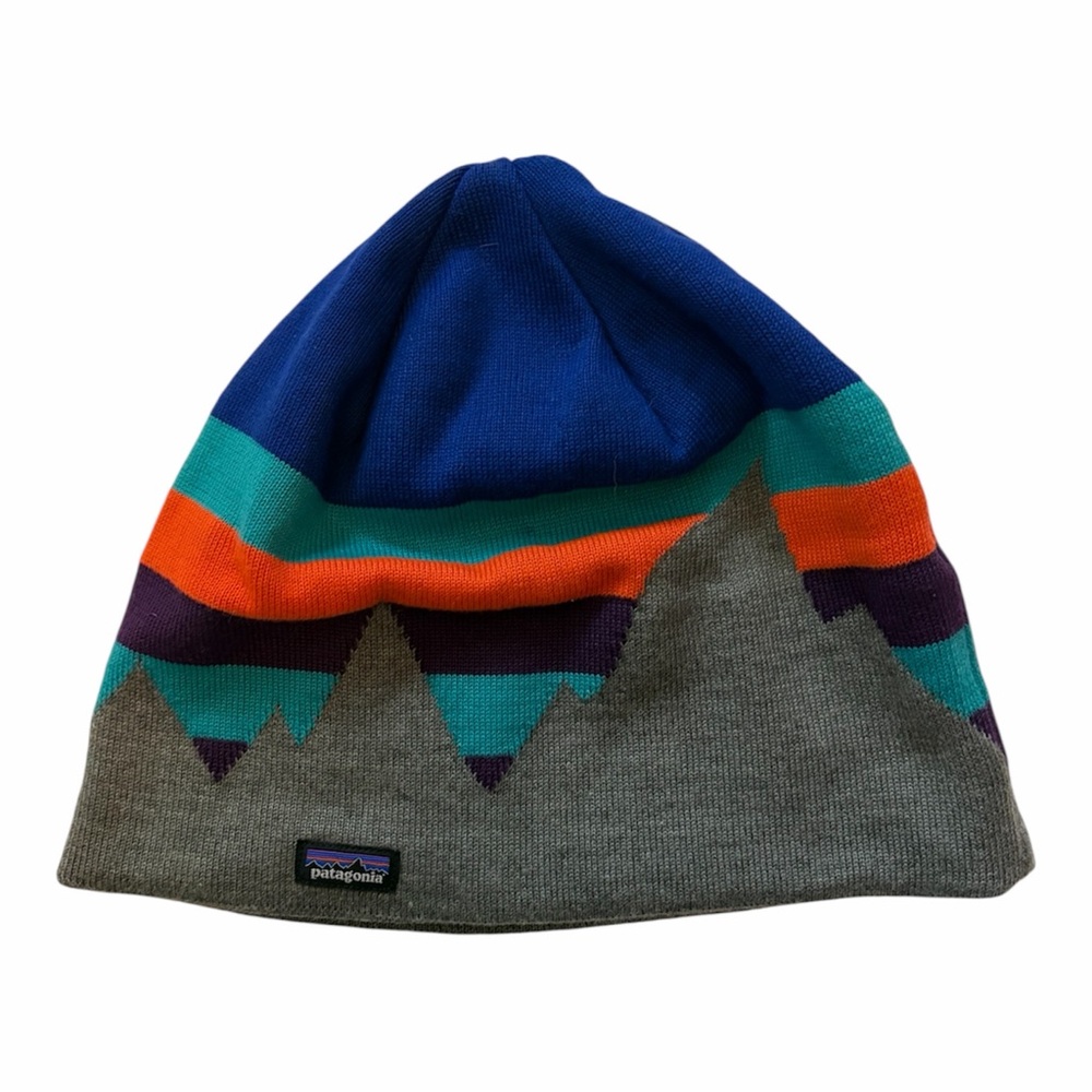 Patagonia Gray Mountain Multicolor Stripe Merino Wool Blend Beanie Hat